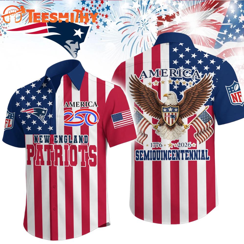 New England Patriots 1776-2026 NFL Liberty Eagle Patriotic 250 Years America Hawaiian Shirt