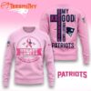 New England Patriots 2025 NFL My God Is Stronger Than Breast Cancer Chritmas Sweater