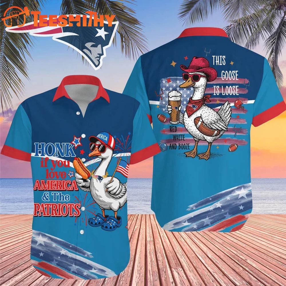 New England Patriots 2026 NFL America Flag Goose Hawaiian Shirt