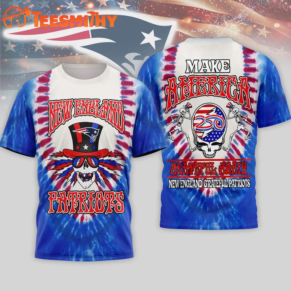New England Patriots 2026 NFL Grateful Dead 250 Years Of America 3D T Shirt