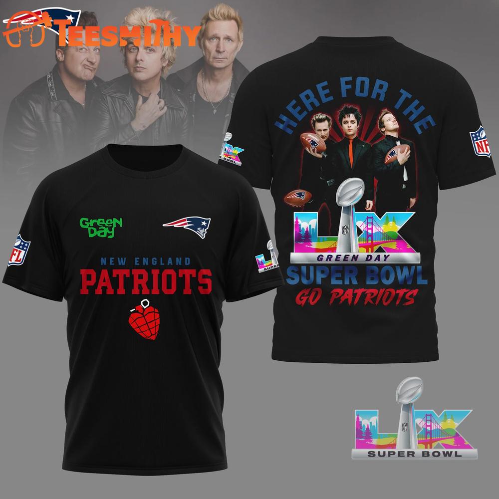 New England Patriots 2026 NFL Green Day Super Bowl Limited Edition Black 3D Shirt
