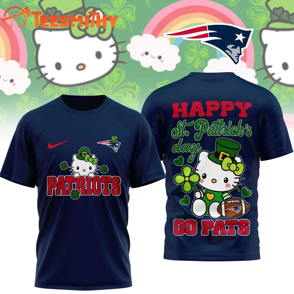 New England Patriots 2026 NFL Hello Kitty St. Pattrick's Day Special New 3D Shirt