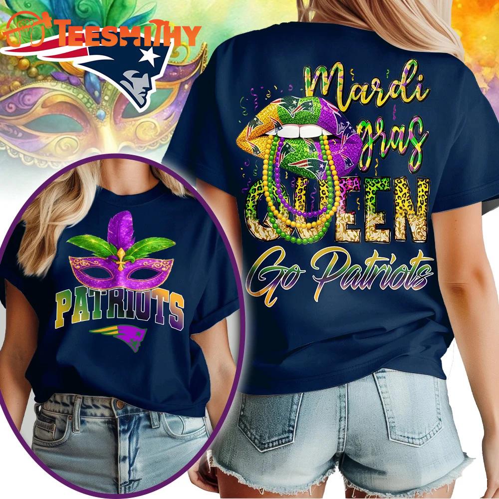 New England Patriots 2026 NFL Mardi Gras Queen Unisex All Over Print Shirt