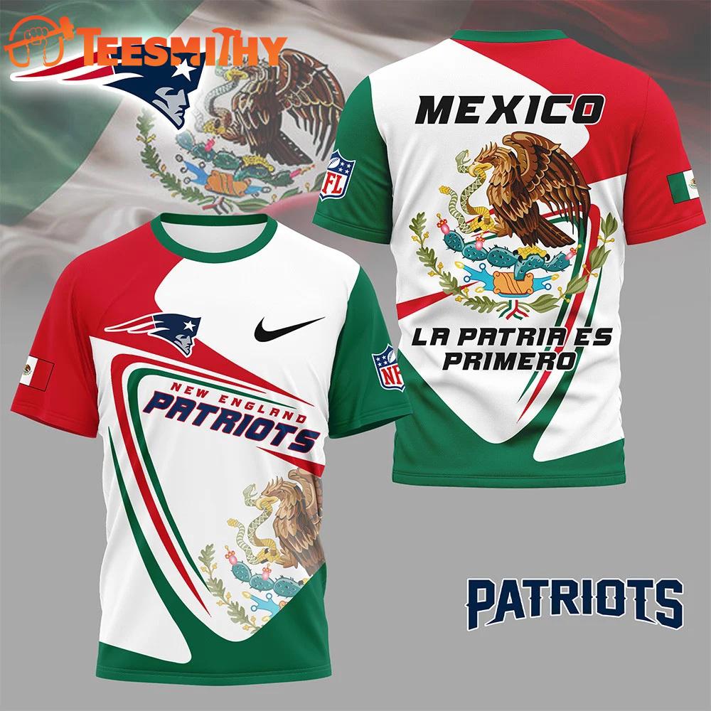 New England Patriots 2026 NFL Mexico La Patria Es Primero Special New 3D Shirt