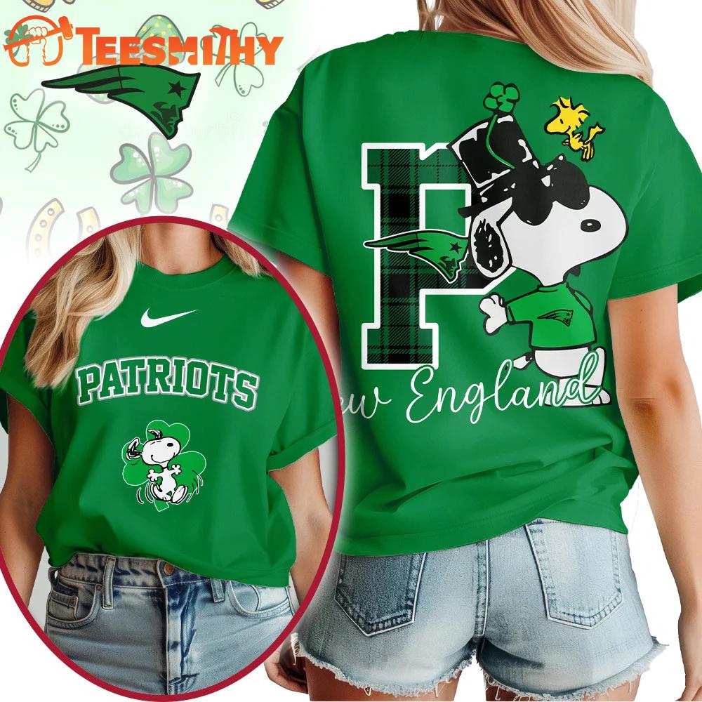 New England Patriots 2026 NFL Snoopy St. Patricks Day Unisex 3D Shirt