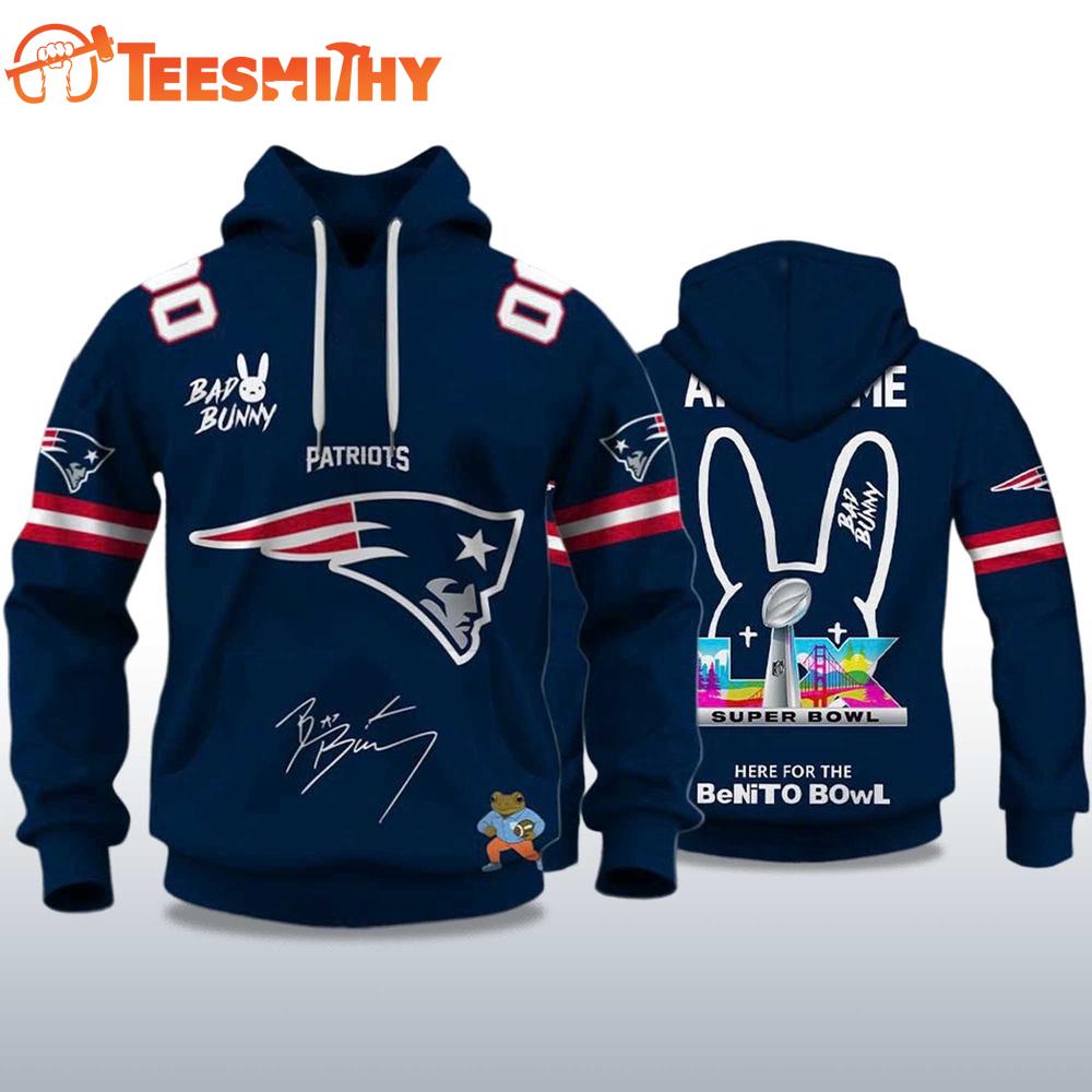 New England Patriots Football Bad Bunny Super Bowl LX 2026 Hoodie Shirt