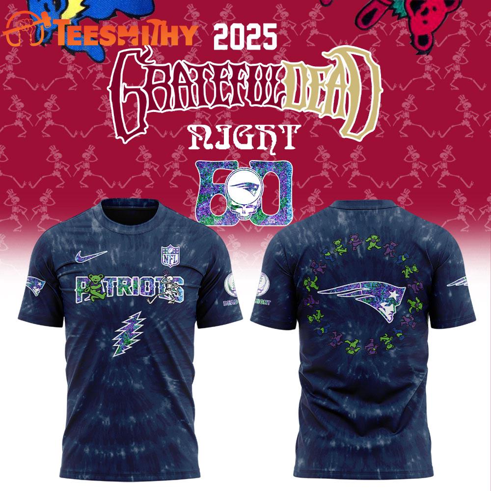 New England Patriots Grateful Dead 60th Anniversary 2025 3D Shirt New England Patriots Grateful Dead 60th Anniversary 2025 3D Shirt
