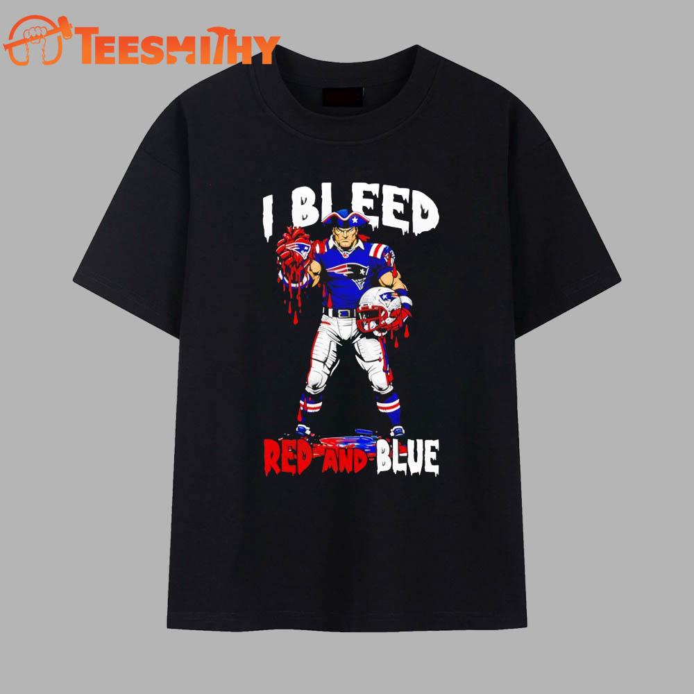 New England Patriots I bleed Red and Blue Vintage T Shirt