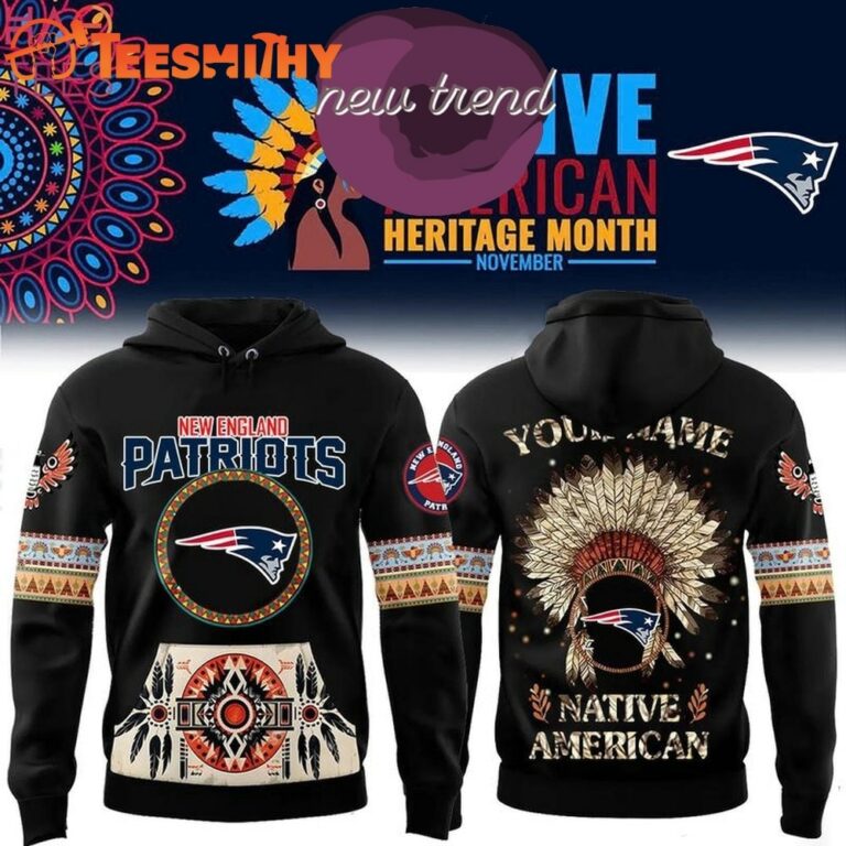 New England Patriots Native American Heritage Month Custom Name Hoodie ...