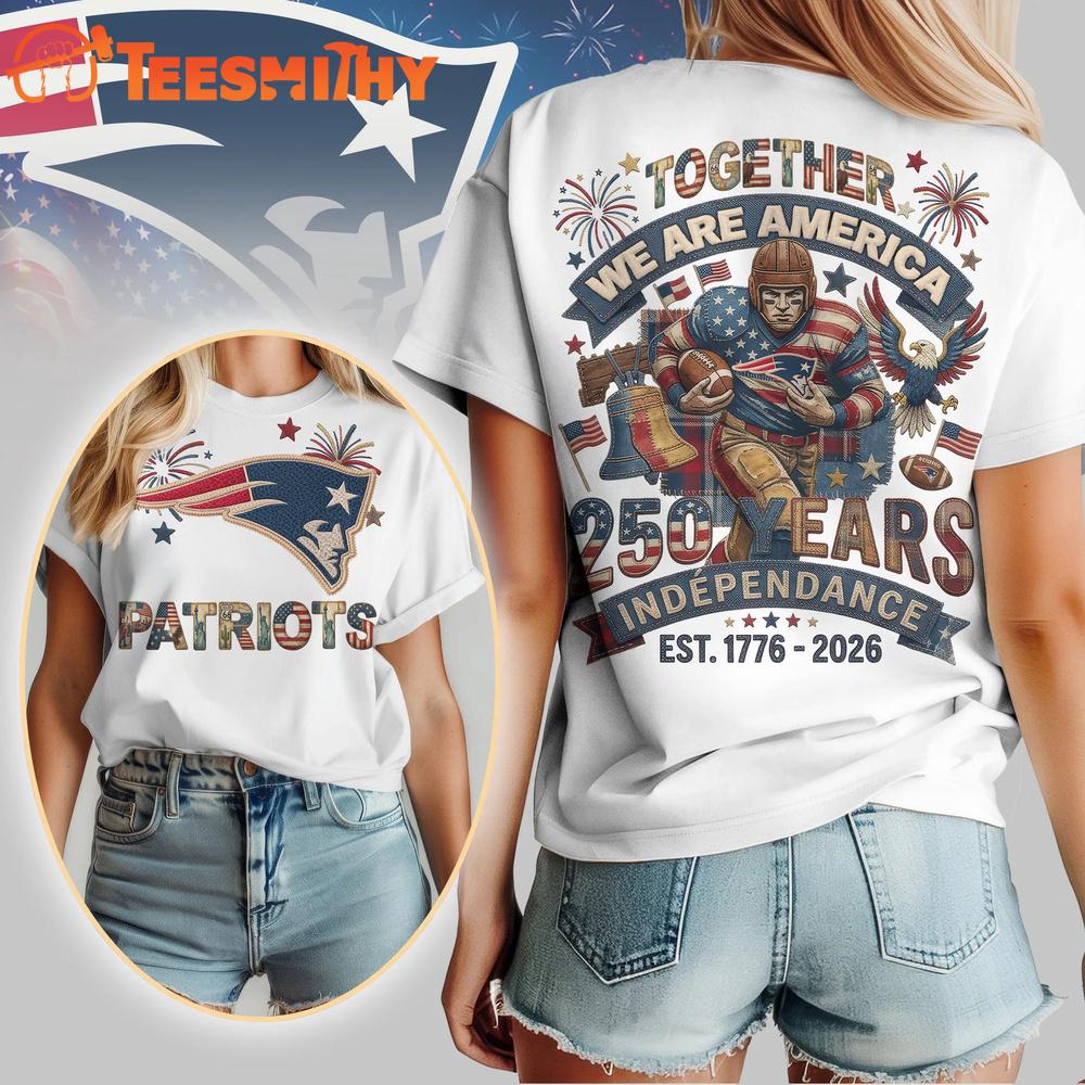 New England Patriots NFL 250th Anniversary Of America Patchwork All Over Print T Shirt