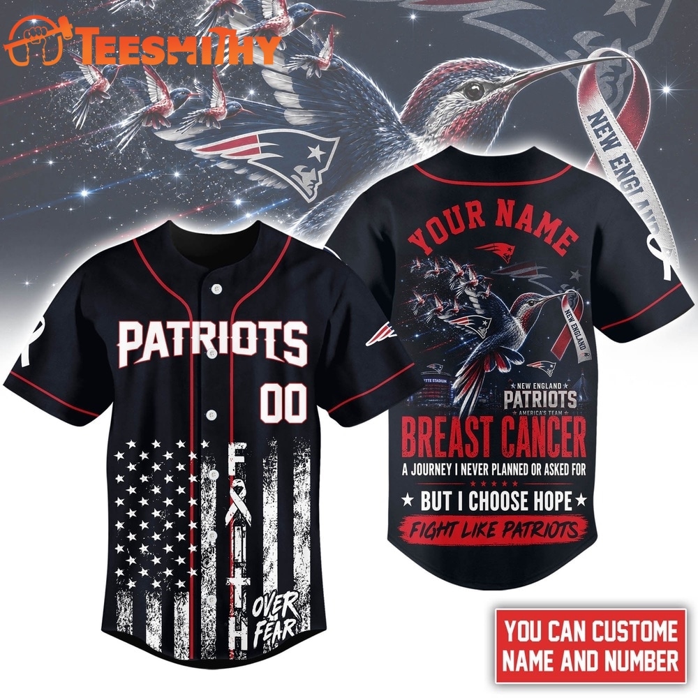 New England Patriots NFL Breast Cancer Hope Over Fear Baseball Jersey