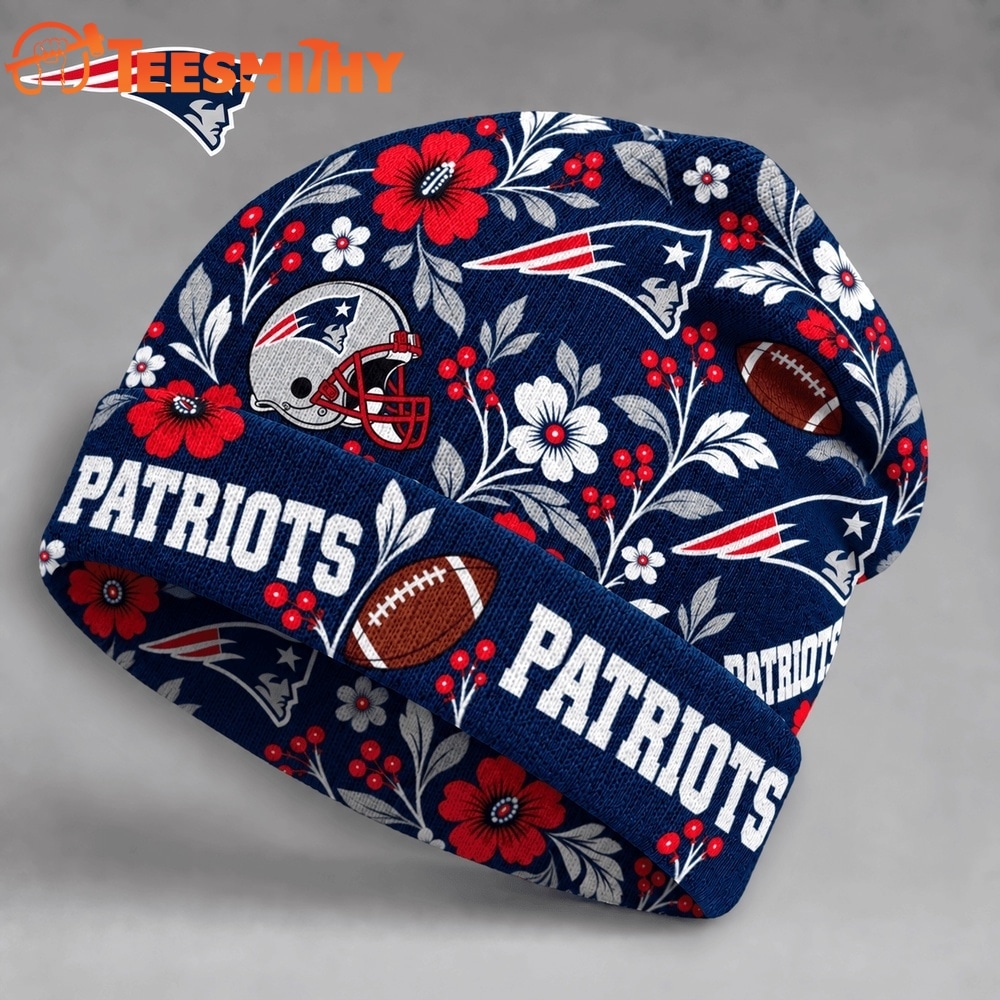 New England Patriots NFL Floral Team Pride Christmas Beanie Hats