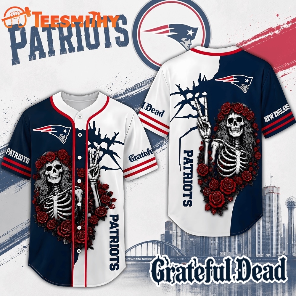 New England Patriots NFL Game Day Grateful Dead Baseball Jersey Shirt