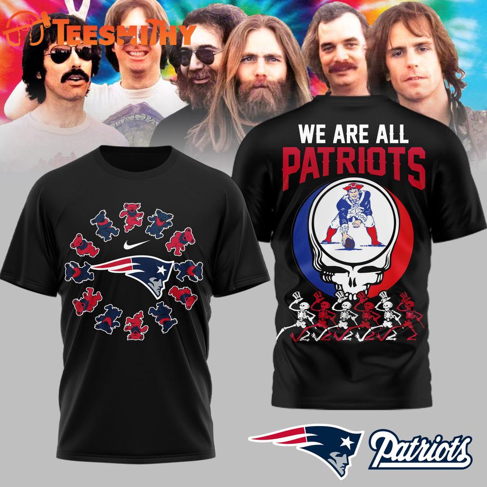 New England Patriots NFL Grateful Dead We Are All Patriots Black 3D Shirt