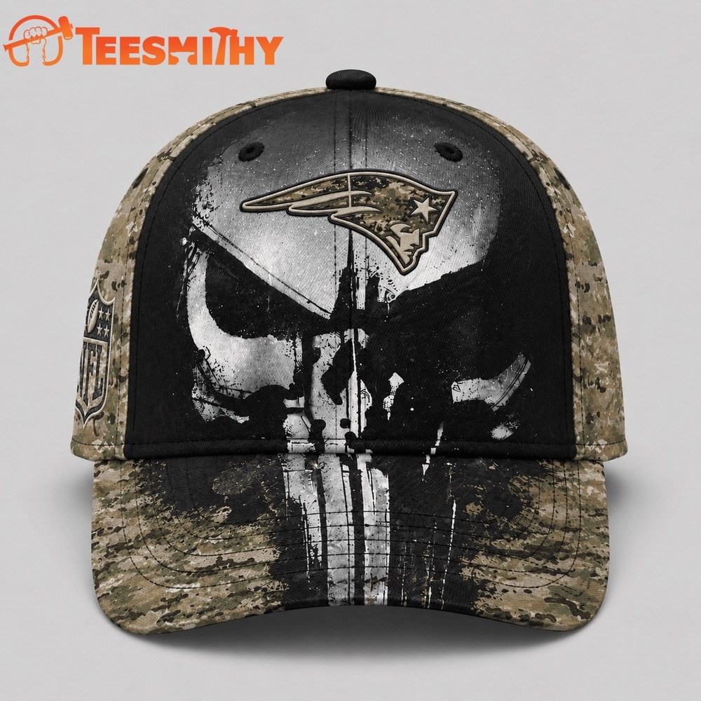 New England Patriots NFL Halloween Military Skull Camo Classic Cap