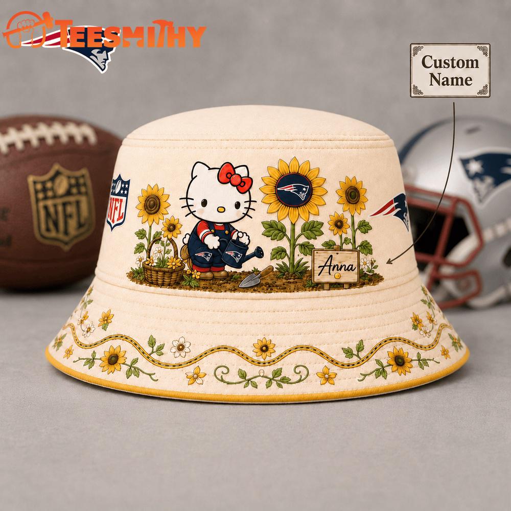 New England Patriots NFL Hello Kitty Sunflower Garden Bucket Hat