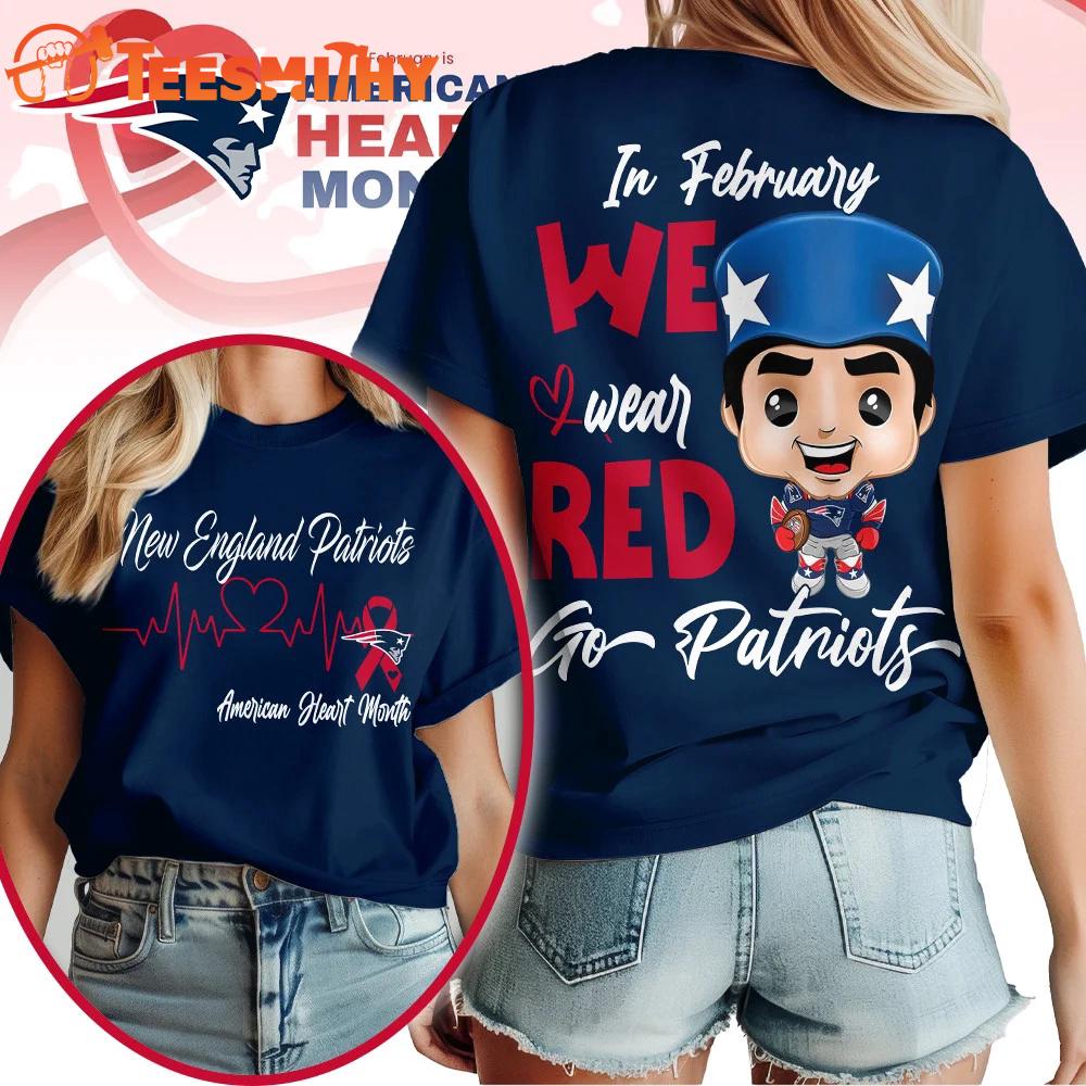 New England Patriots NFL Mascot American Heart Month Unisex 3D Shirt