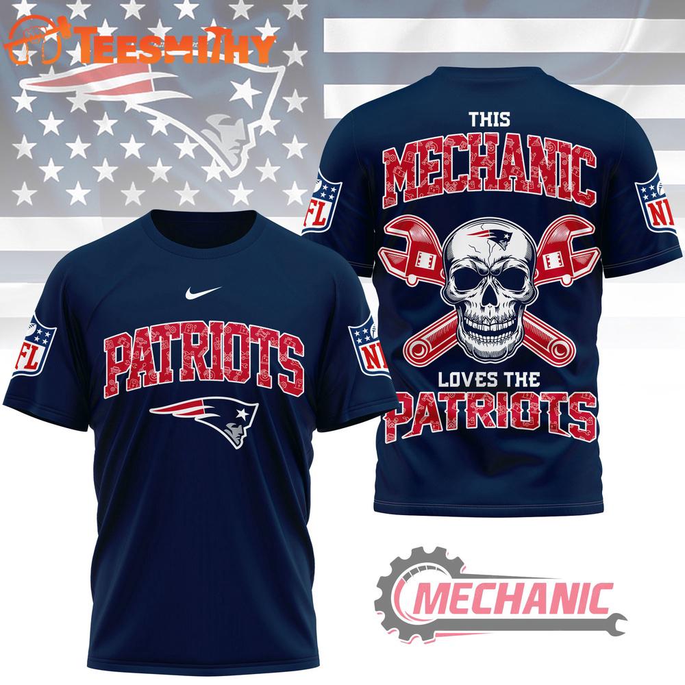 New England Patriots NFL Mechanic Loves Football New Design 3D Shirt