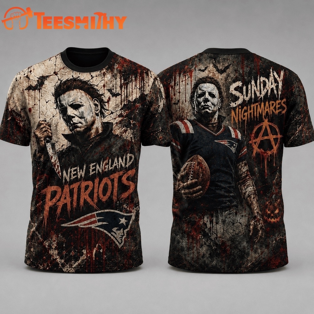 New England Patriots NFL Michael Myers Sunday Nightmares Horror Halloween 3D T Shirt