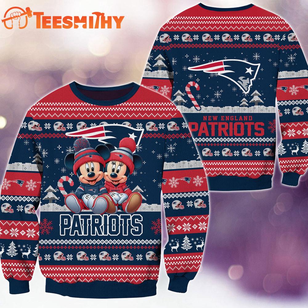 New England Patriots NFL Mickey Minnie Ugly Christmas Sweater