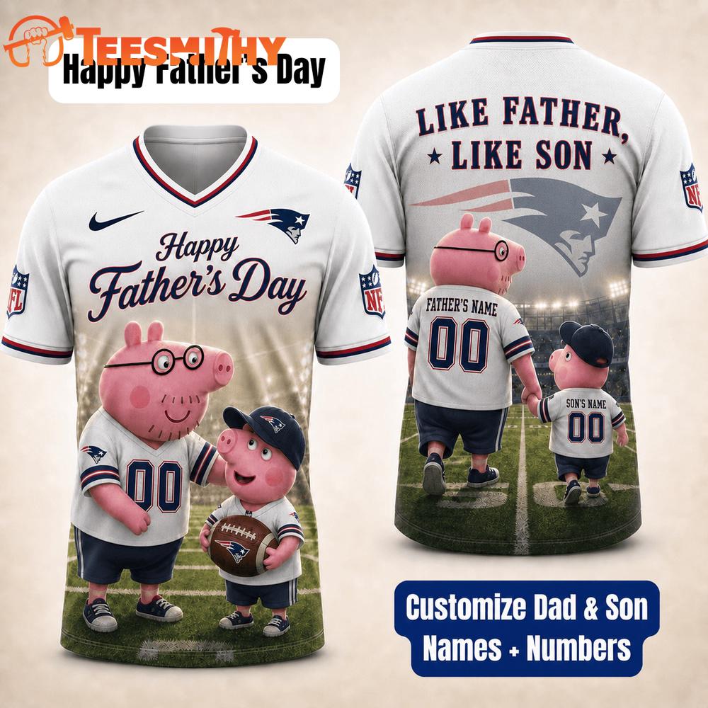 New England Patriots NFL Peppa Pig Father's Day Dad Football Jersey