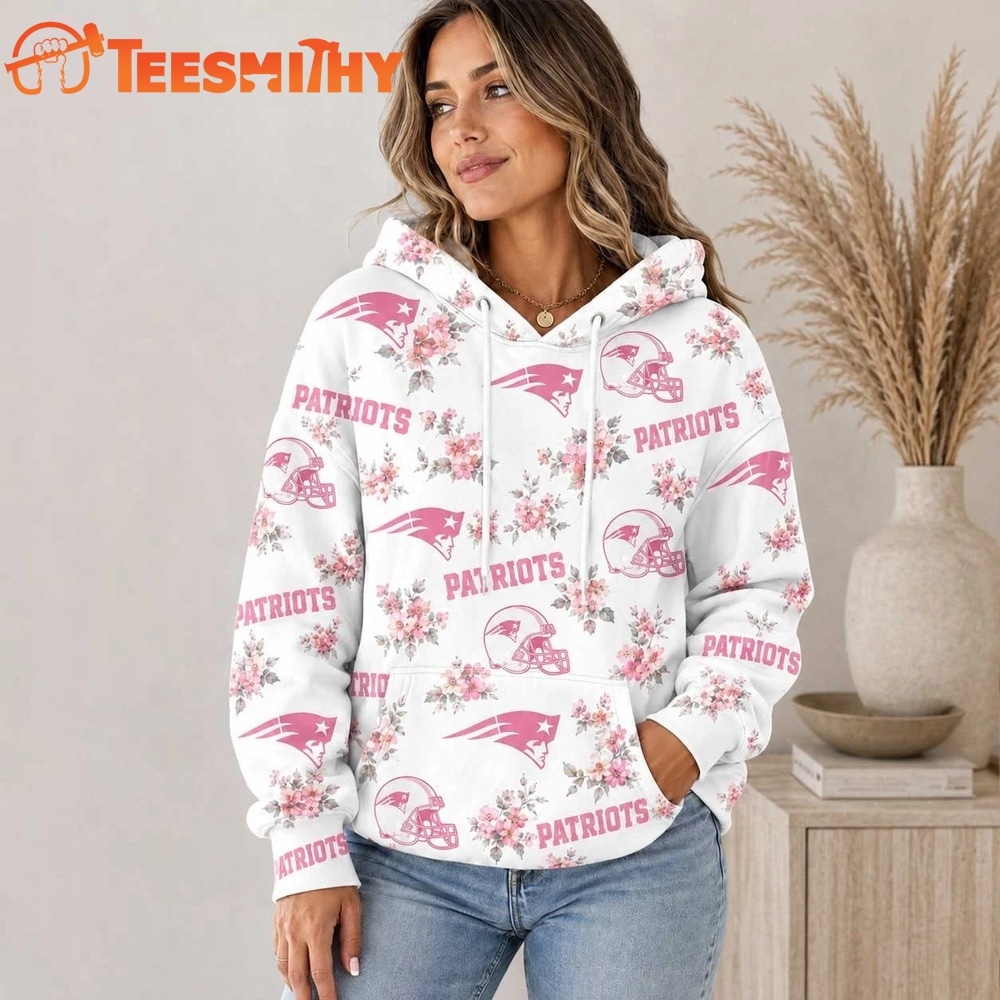 New England Patriots NFL Pink Floral Team Pride Hoodie Shirt