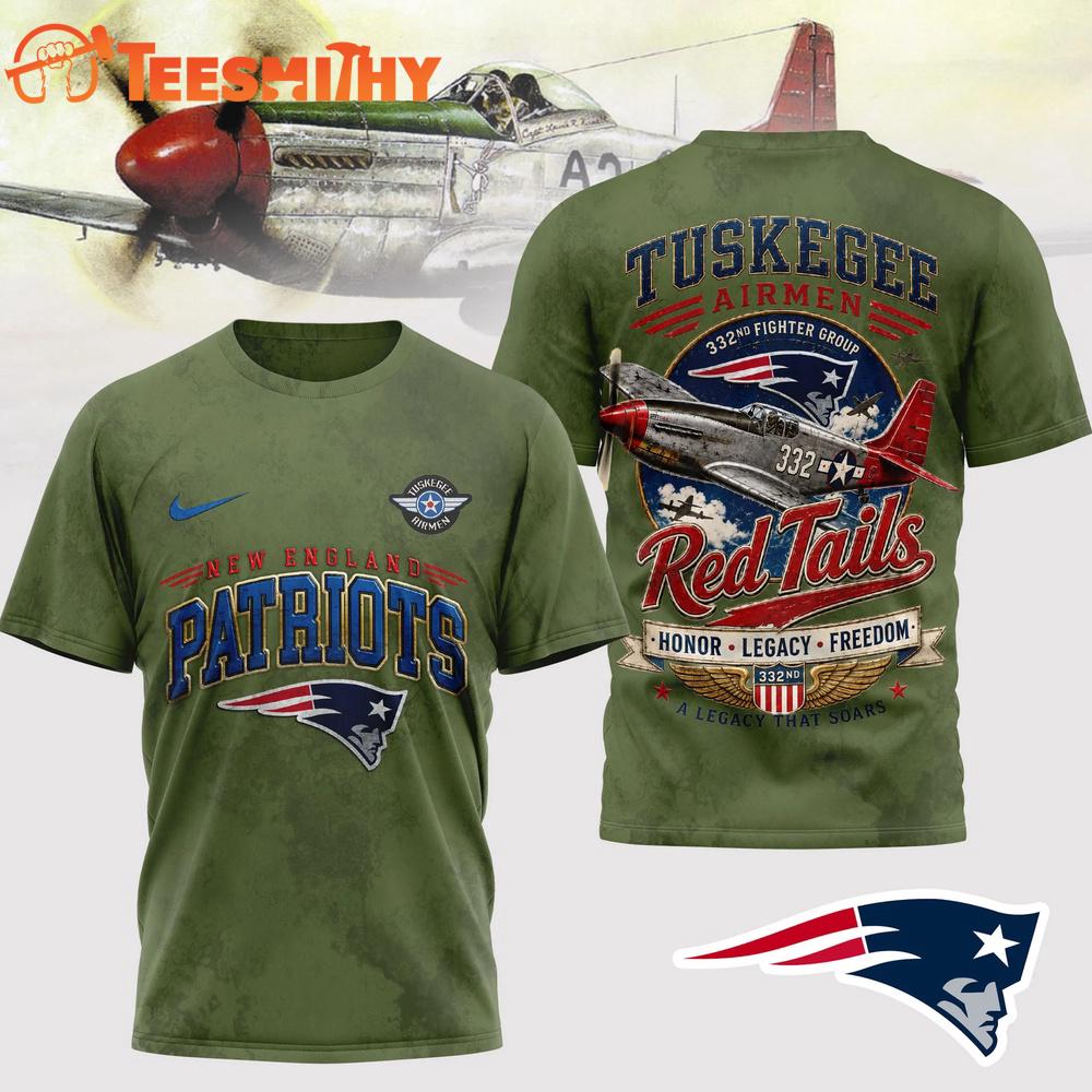New England Patriots NFL Red Tails Legacy Game Day 3D T-Shirt