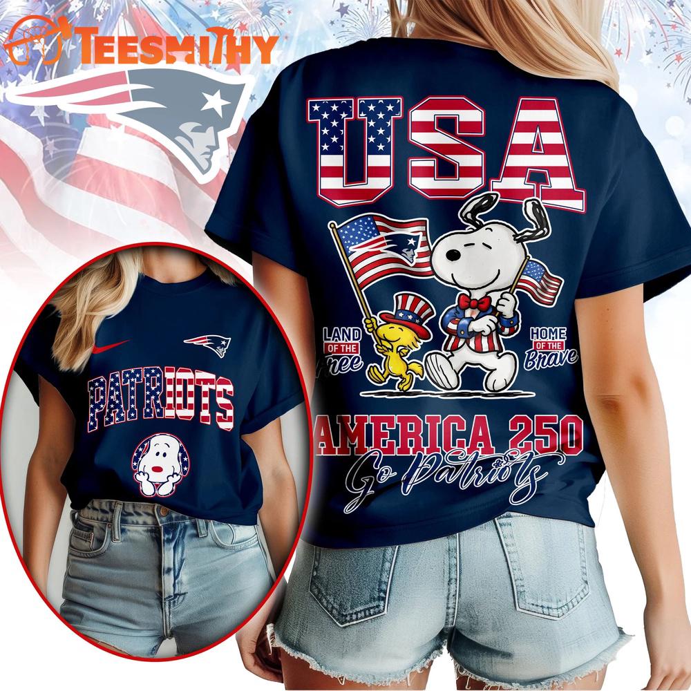 New England Patriots NFL Snoopy America 250 Years Anniversary 3D T Shirt
