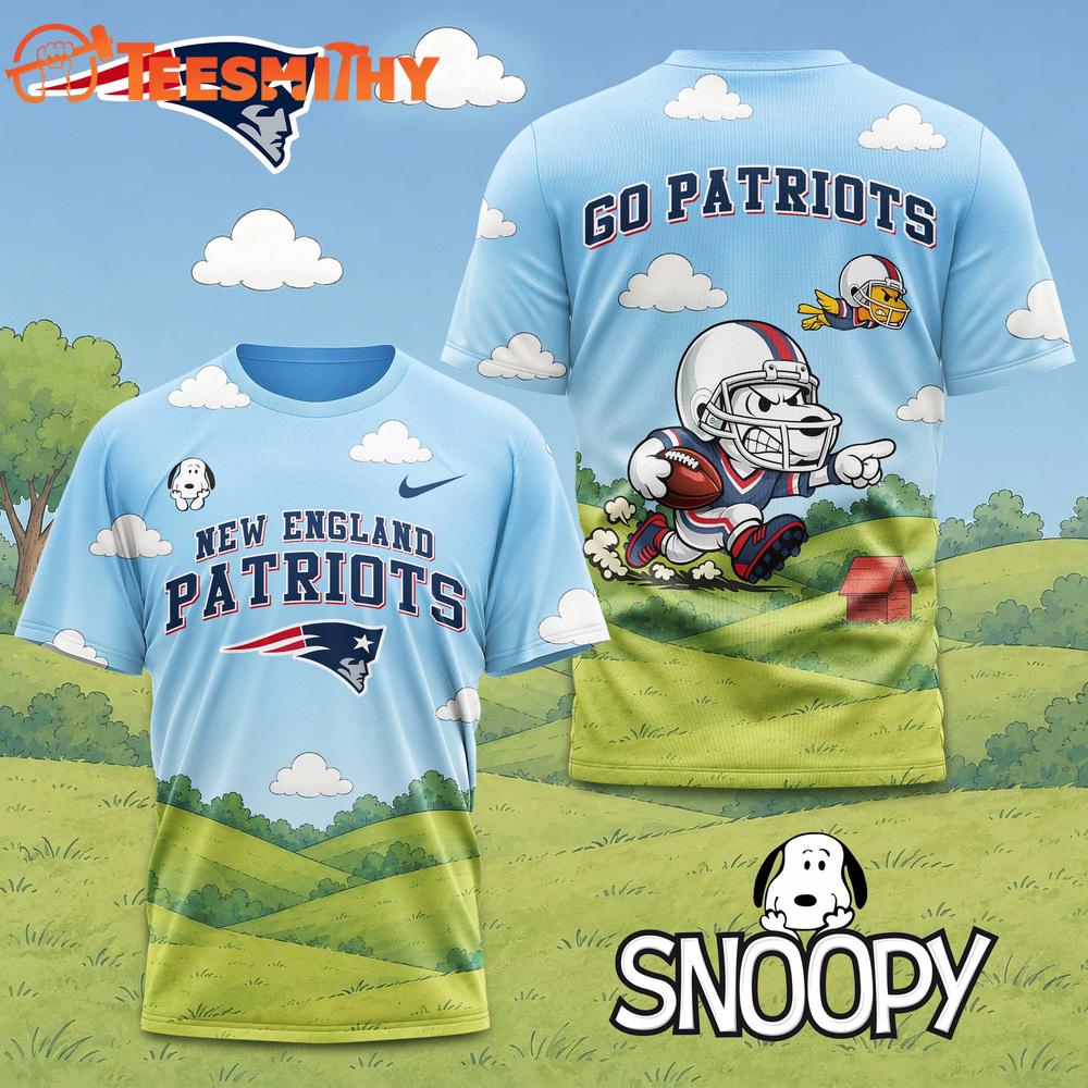 New England Patriots NFL Snoopy Touchdown 3D T-Shirt