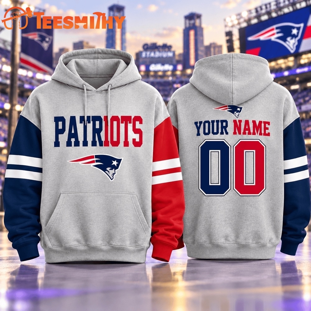 New England Patriots NFL Two Tone Colorblock Varsity Hoodie