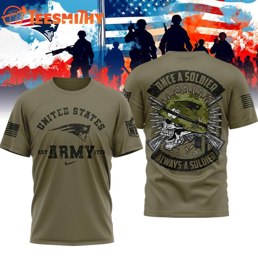 New England Patriots NFL US Army Once A Soldier Always A Soldier 3D Shirt