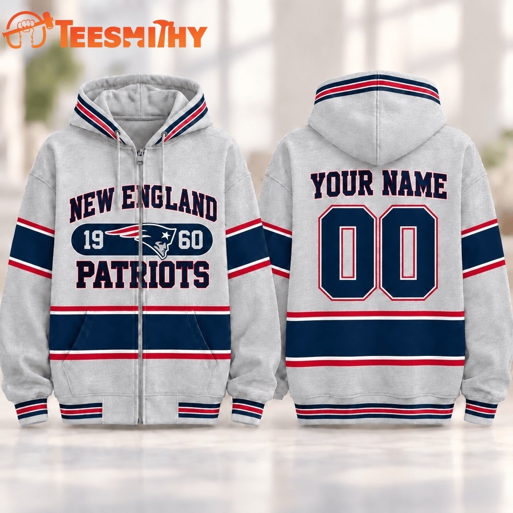 New England Patriots NFL Varsity Stripe Zip Hoodie