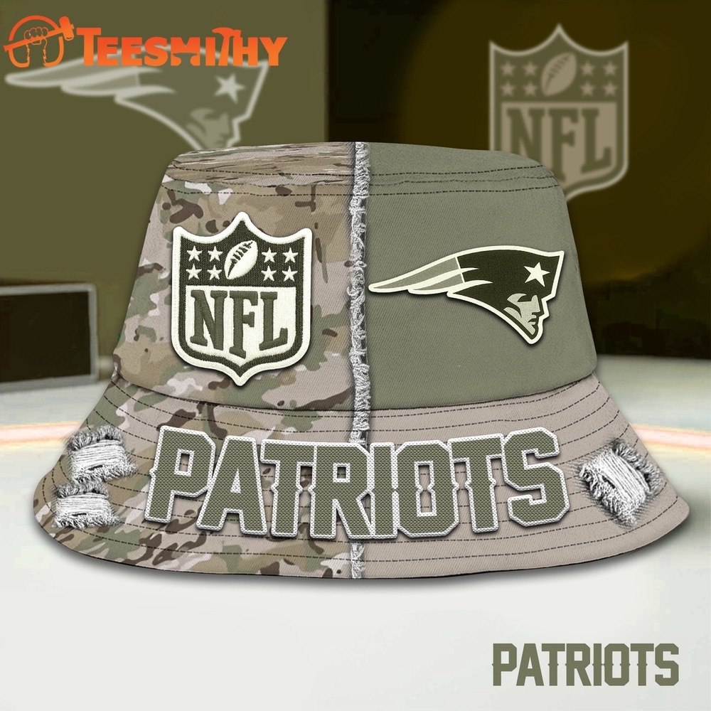 New England Patriots NFL Veterans US Army Bucket Hat