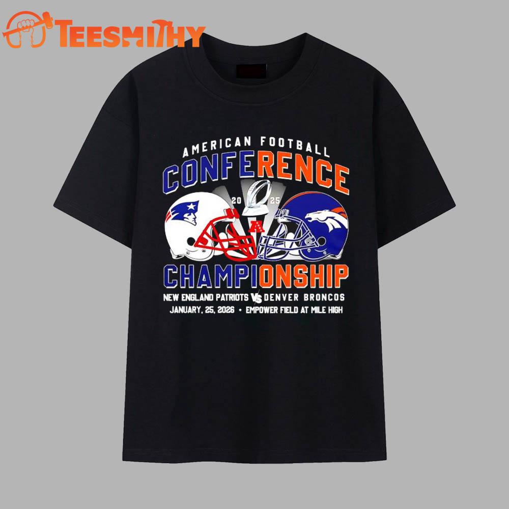 New England Patriots Vs Denver Broncos American Football Conference Championship January 25th 2026 Vintage T Shirt