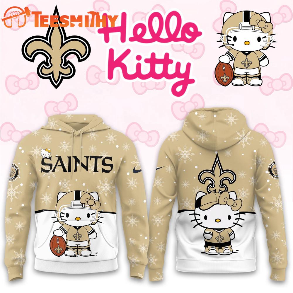 New Orleans Saints 2025 Football Christmas Hello Kitty Hoodie Shirt New Orleans Saints 2025 Football Christmas Hello Kitty Hoodie Shirt
