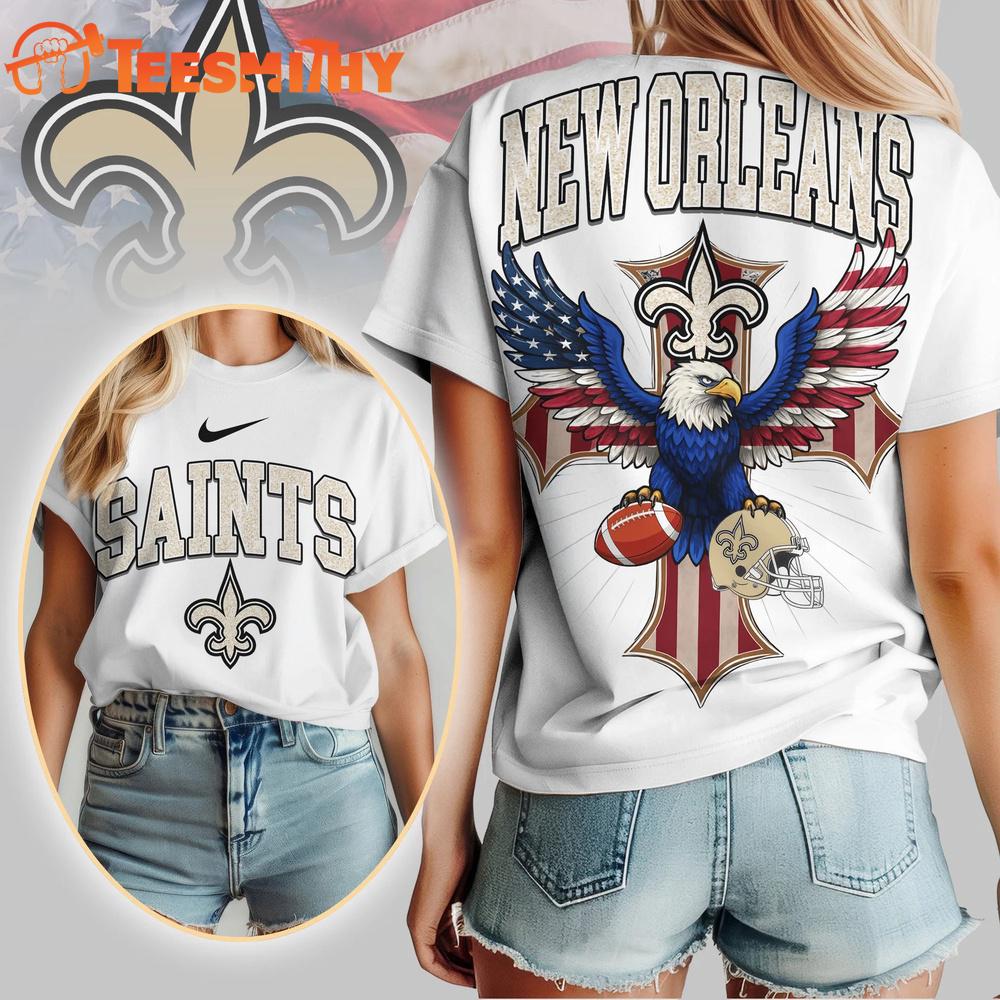 New Orleans Saints 2026 NFL Freedom Eagle All Over Print Shirt