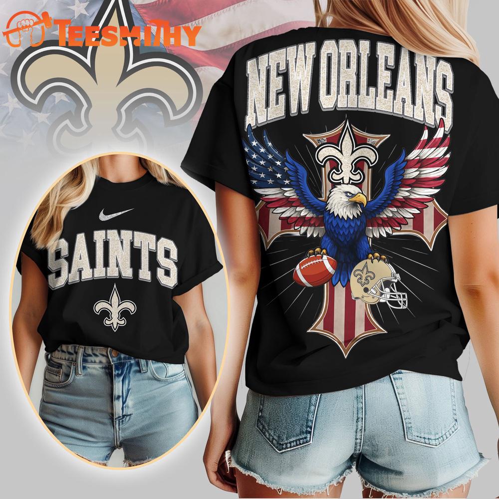 New Orleans Saints 2026 NFL Freedom Eagle All Over Print Shirt