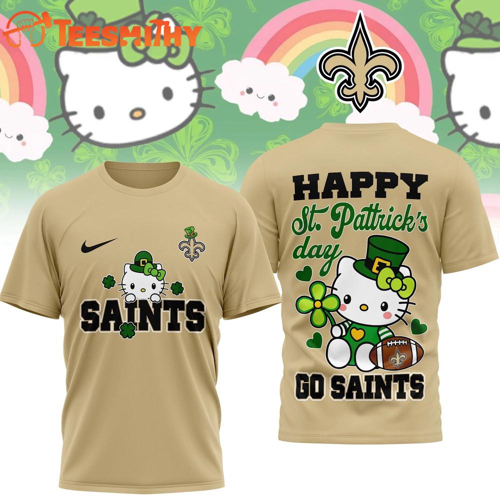 New Orleans Saints 2026 NFL Hello Kitty St. Pattrick's Day Special New 3D Shirt