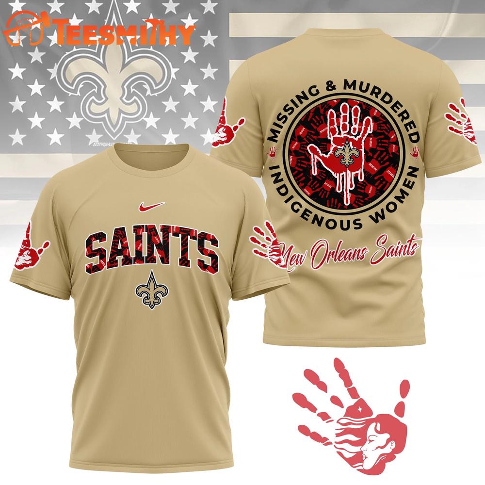 New Orleans Saints 2026 NFL Missing Murdered Indigenous Women Awareness 3D Shirt