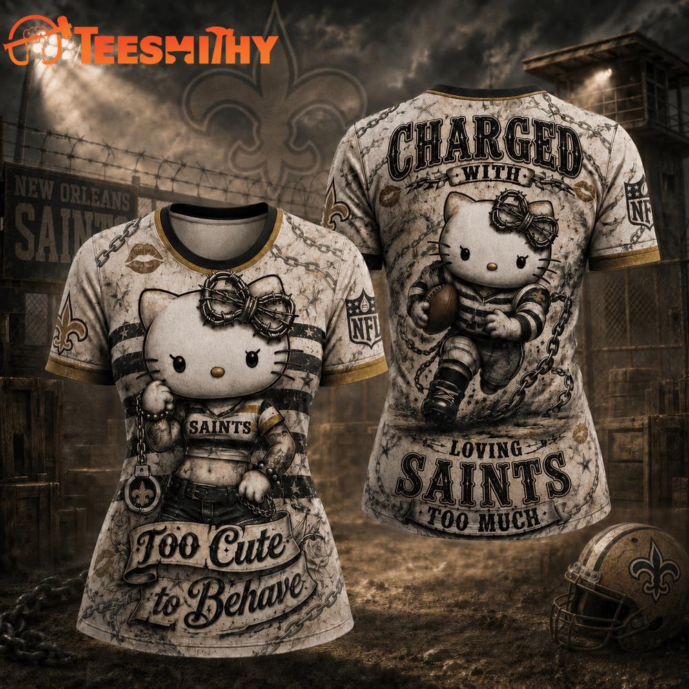 New Orleans Saints NFL Hello Kitty Rebellion Unisex 3D Shirt