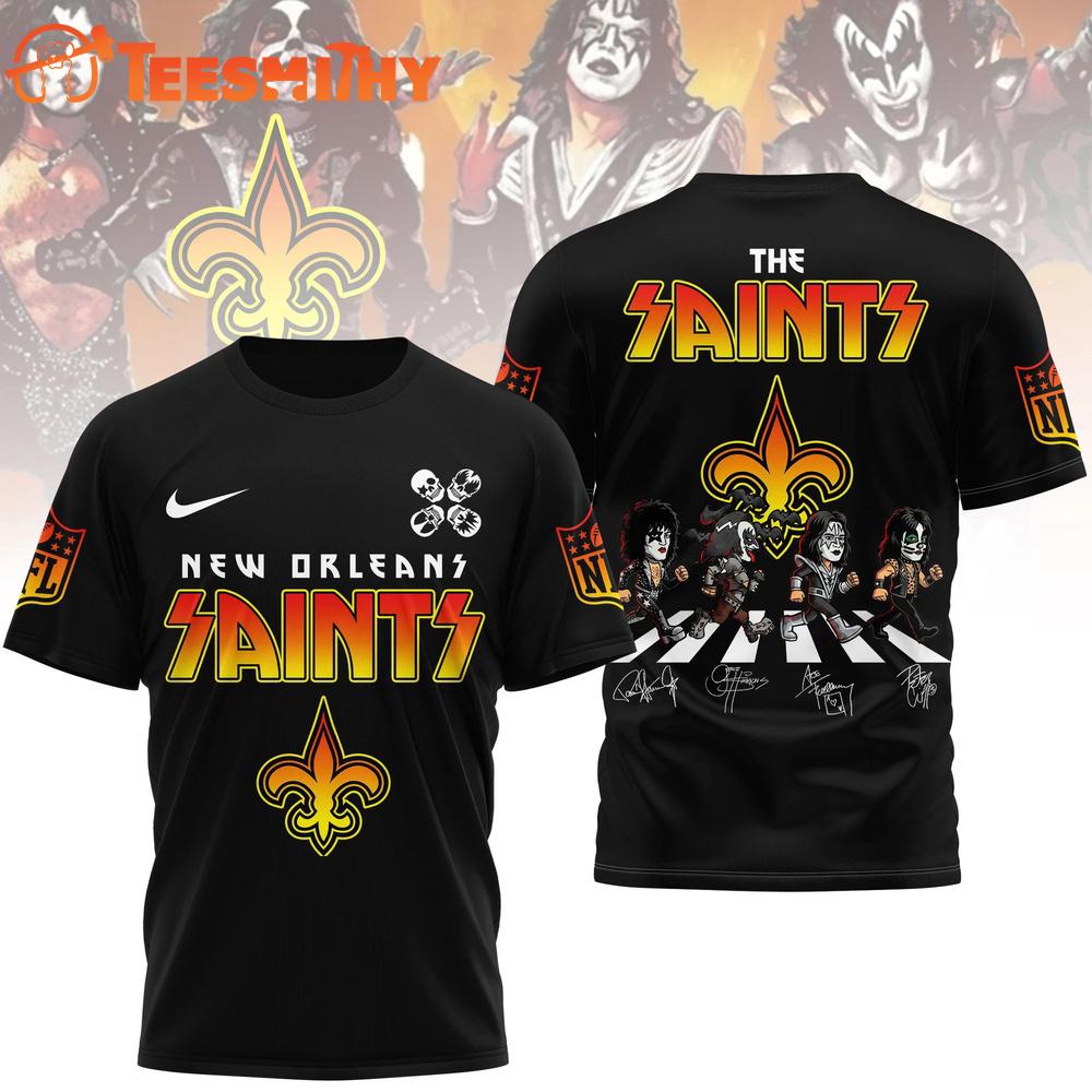 New Orleans Saints NFL Kiss Band Rock and Roll All Nite 3D Shirt