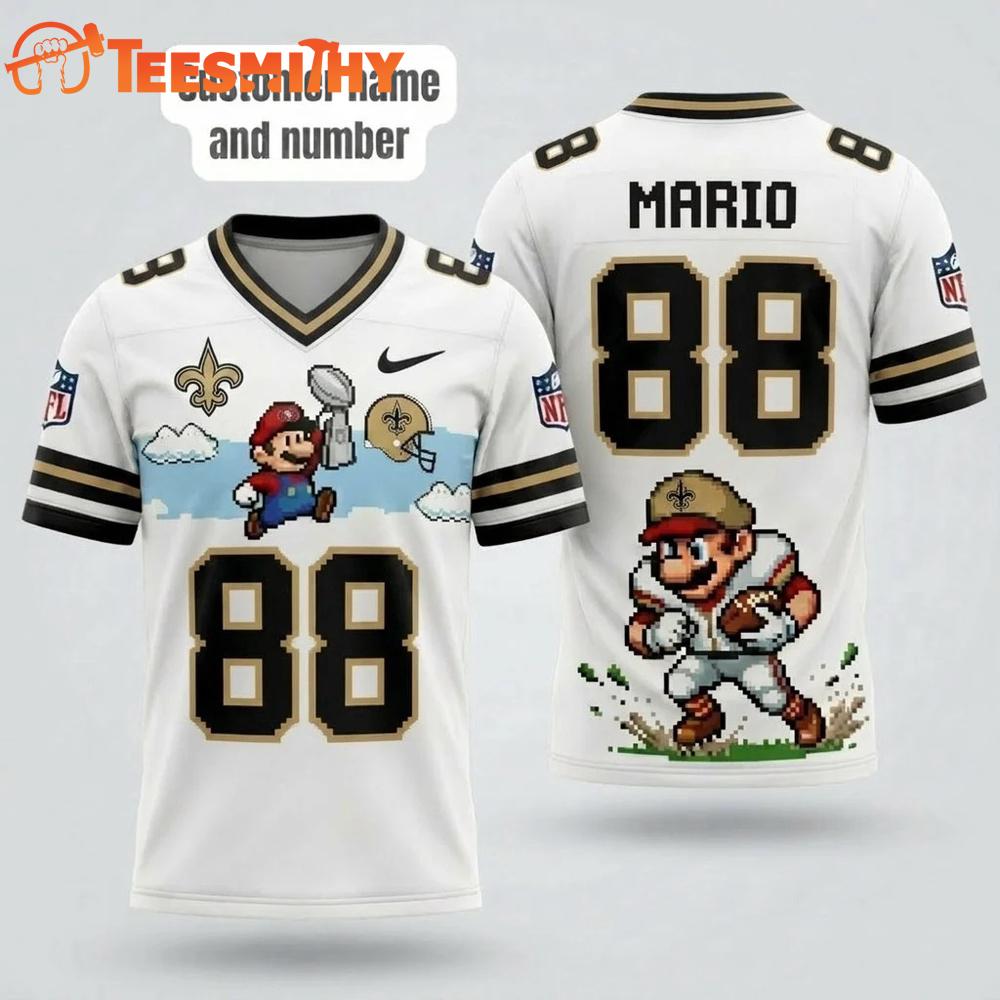 New Orleans Saints NFL Mario 2026 Design Football Jersey
