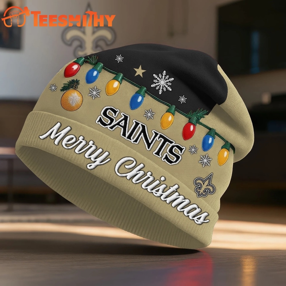 New Orleans Saints NFL Merry Christmas Beanie Hat