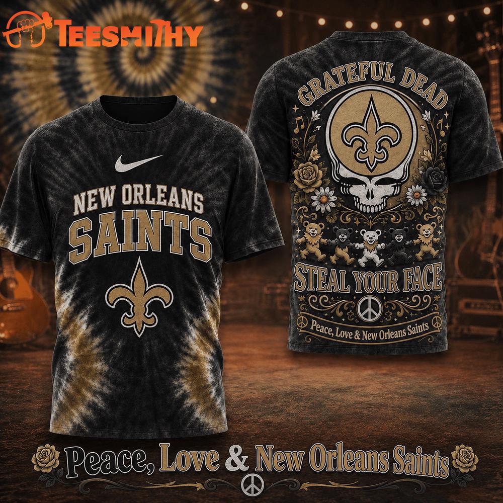 New Orleans Saints NFL Peace Love Greateful Dead Special New 3D Shirt