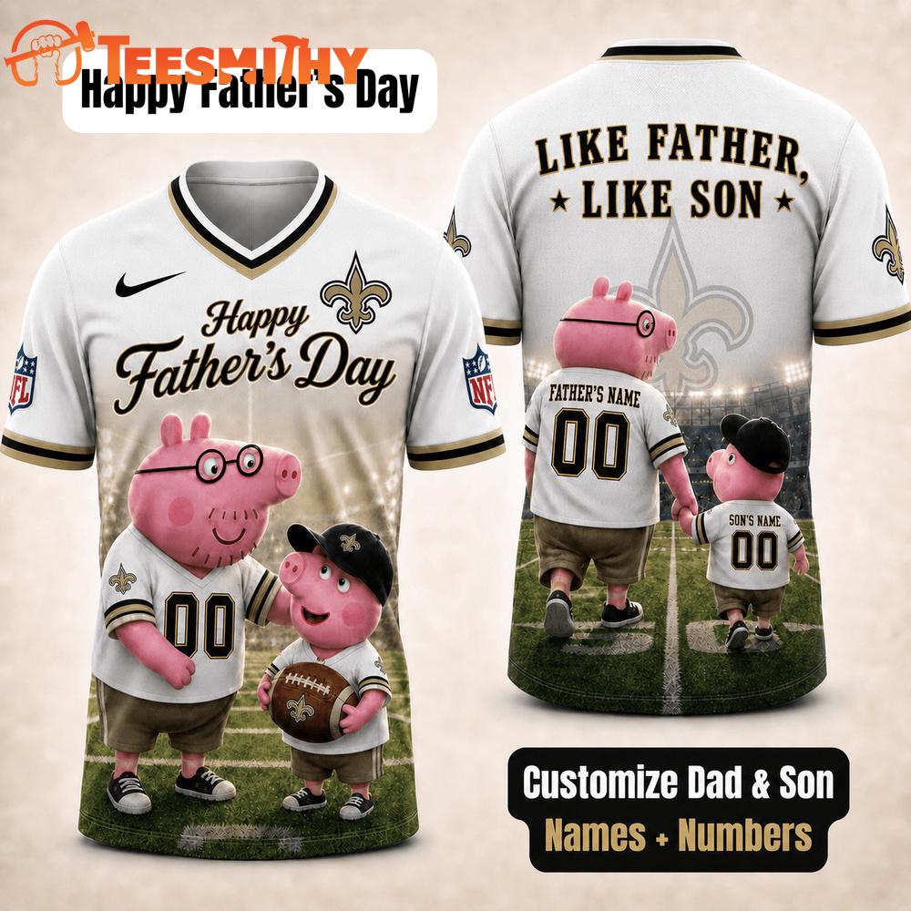 New Orleans Saints NFL Peppa Pig Father's Day Dad Football Jersey