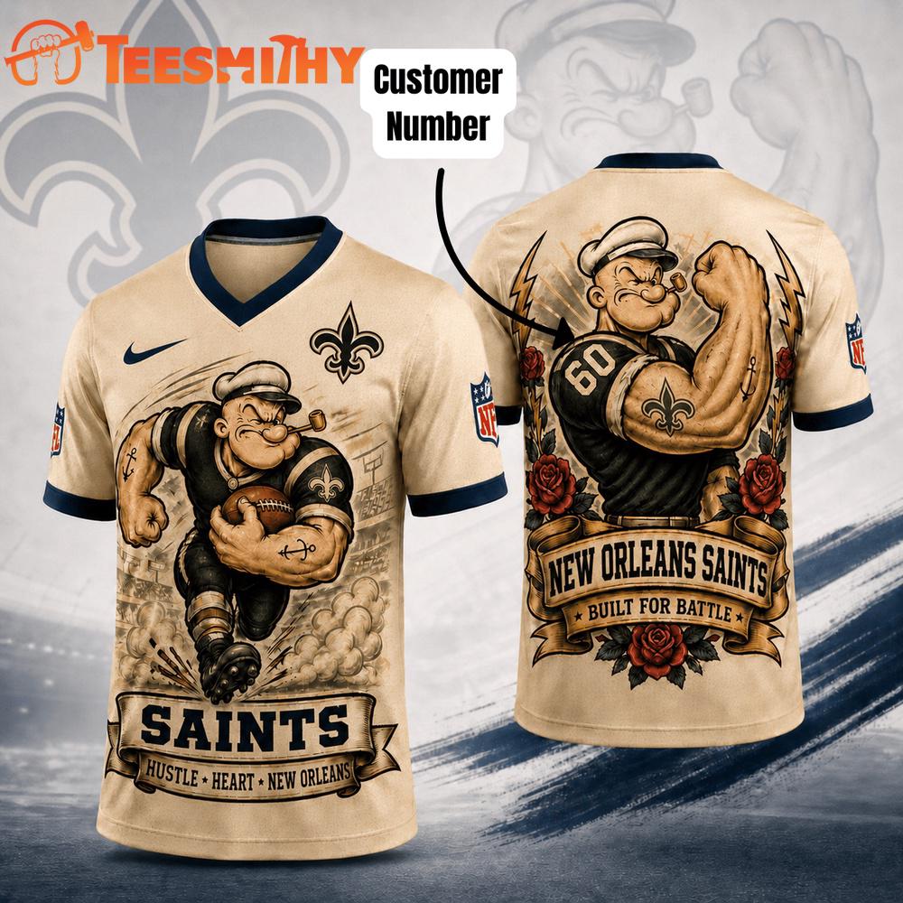 New Orleans Saints NFL Popeye Vintage Tattoo Football Jersey