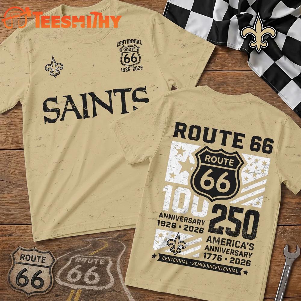 New Orleans Saints NFL Route 66 Centennial Limited 3D T Shirt