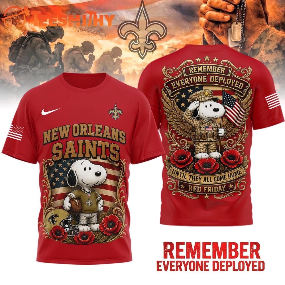 New Orleans Saints NFL Snoopy Remember Everyone Deployed 3D Shirt