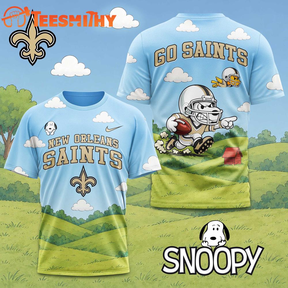 New Orleans Saints NFL Snoopy Touchdown 3D T-Shirt