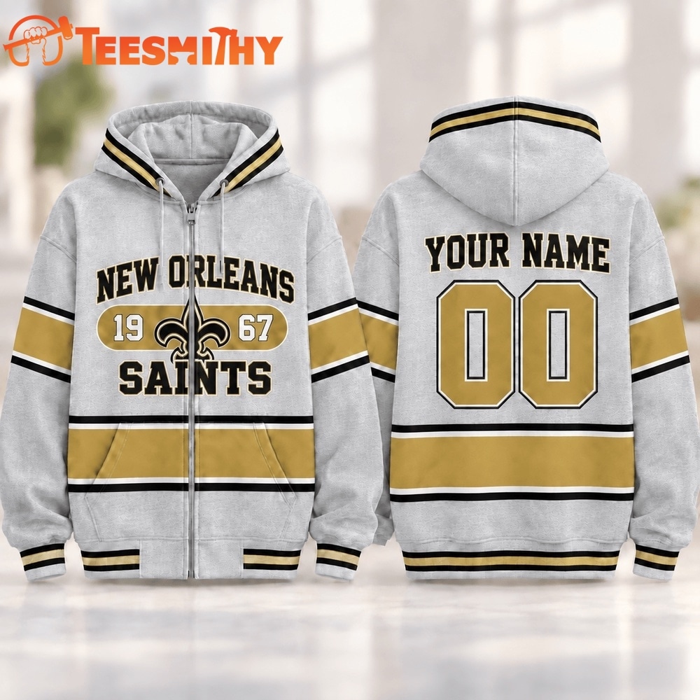 New Orleans Saints NFL Varsity Stripe Zip Hoodie